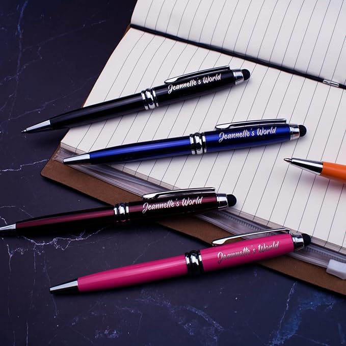 Ancolo Personalized Ballpoint Pens Medium Point Engraved with Your Message, Team Name, Phone Number Name pens For journaling and office writing - Gift for Men and Women 10 Pens/Box