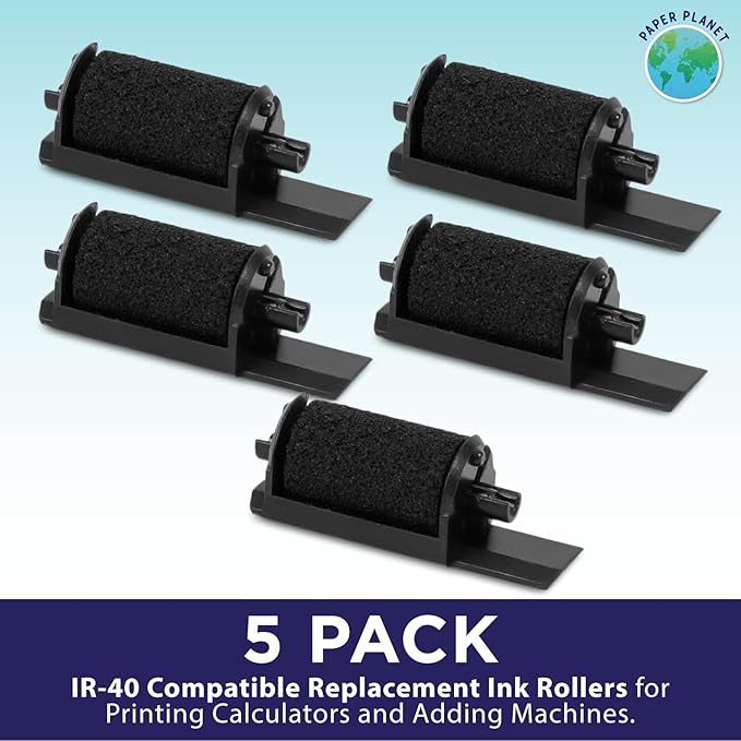 Black Printing Calculator Ribbons Compatible with IR40 by Paper Planet | Replacement Adding Machine Ink Ribbon Compatible with Canon, Casio, Sharp, Adler, and Victor IR40 Adding Machines | 5 Pack