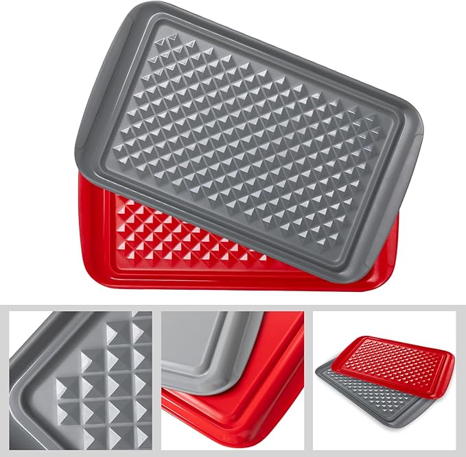 Grilling Prep and Serve Trays, BBQ Tray for Raw and Cooked Food, Melamine Serving Platter/Tray for Food, Set of 2, Great Gift for Father's Day and BBQ Lovers,Perfect for Everyday Use