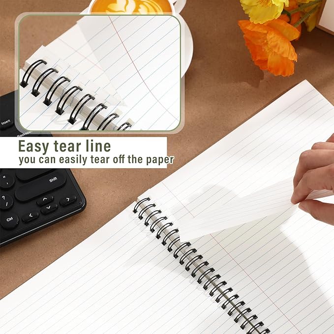 Glenmal 6 Pcs Spiral Notebook for Work A4 8.5 x 11'' College Ruled Spiral Journal Notebook Kraft Cover Ruled Paper, 120 Sheets 240 Pages for Office Study Supplies(Morandi Colors)