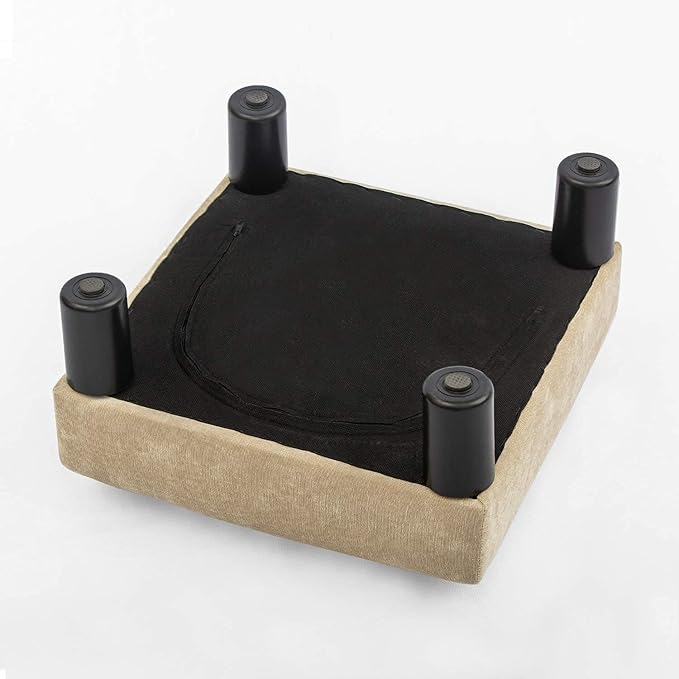 Joveco Small Foot Rest Stool Ottoman, 15" Fabric Square Footstool Upholstered Footrest for Chair, Under Desk, Office, Living Room, Wheat