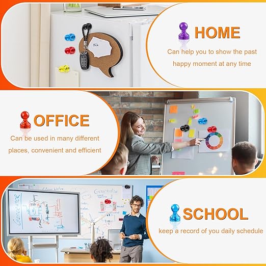 MIKEDE Refrigerator Magnets - 8 Colors Neodymium Fridge Magnets for Adults, Colorful and Practical Small Magnets for Whiteboard, Strong Push Pins for Office, Map - 120 Pack