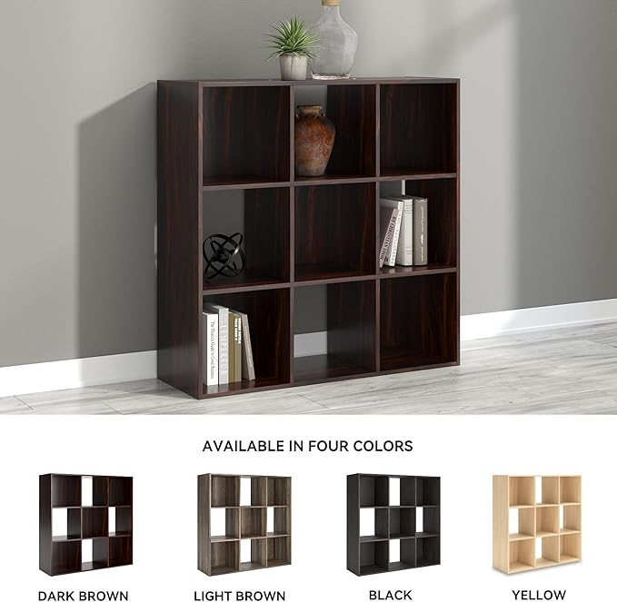 Signature Design by Ashley Glosmount 9 Cube Storage Organizer or Bookcase, Cherry & Light Brown