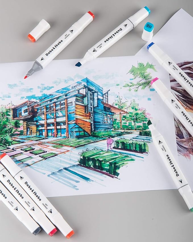 Dabo&Shobo 96 Color Dual Tip Alcohol Art Markers for Kids and Adults - Fine & Chisel Tips for Sketching and Coloring