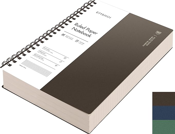EMSHOI A4 Spiral Notebook, 11.2" X 8.27", College Ruled Lined Journal, 300 Pages/150 Sheets, Easy Tear Perforated Pages, 100gsm Thick Paper, Waterproof Softcover, for School Work Writing-Coffee