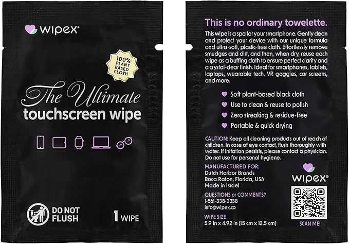 Wipex Screen Wipes & Gym Wipes Combo Pack - 75ct Gym Equipment Wipes Canister & 24ct Individually Wrapped Fitness Touch Screen Wipes, Safe for Yoga Mats & Electronics, Lemongrass Scent