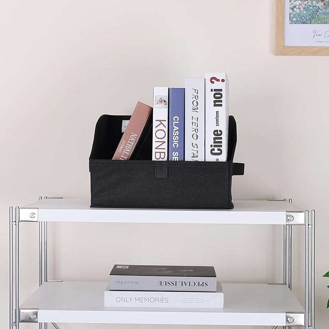 WUIKE Trapezoid Storage Bins with Handles, Fabric Closet Storage Baskets for Organizing Clothes, Purse, Sheets, Blankets, 11" L x 11" W x 8" H, 3-Pack, Black