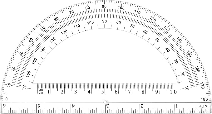 Zonon 100 Pieces Plastic Protractors Bulk Classroom Clear Math Protractors 180 Degrees 6 Inch for Geometry Student, Angle Measurement, Students Back to School Supplies Office Supplies