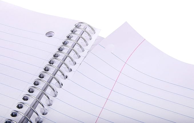 Mintra Office Durable Spiral Notebooks, 5 Subject (Black, Wide Ruled 1pk)