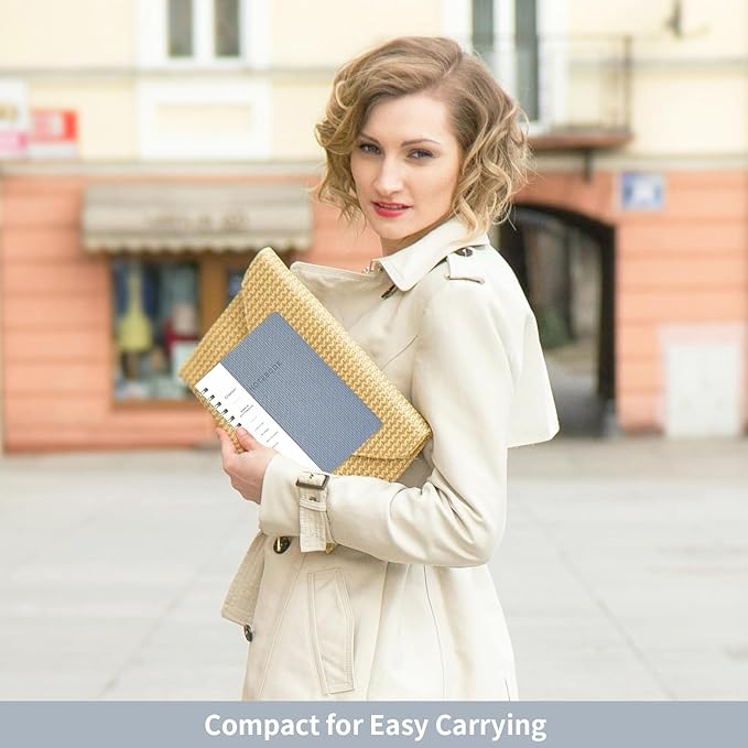 Spiral Notebook -A5 College Ruled Journal with Inner Pockets and 160 Pages,PU Leather Cover Business Journal, Twin-Wire Binding Notebook Perfect for Office & Home School Supplies - ReefBlue/NavyBlue