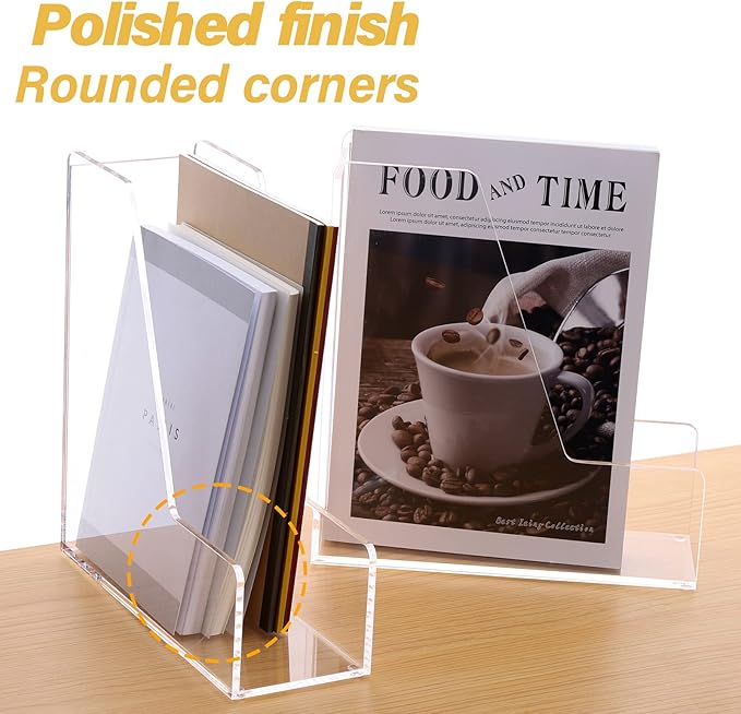 SANRUI Acrylic Magazine File Holders, Classroom Organization and Storage, Clear Bookend File Sorter, Desktop File Organizer 2-Pack