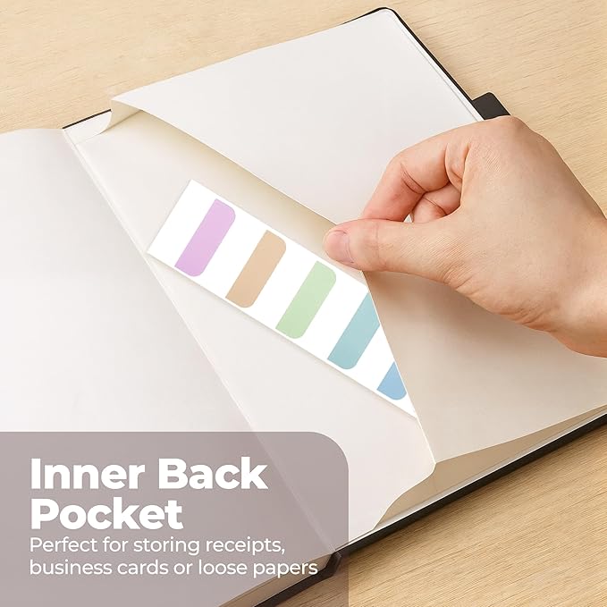 Lined Leather Bound Journal Notebook, A5 Hardcover - Black 5.8x8.3" - Thick 300 Pages College Ruled Paper Journals for Men and Women - Personal and Professional Note Book for Writing & Journaling