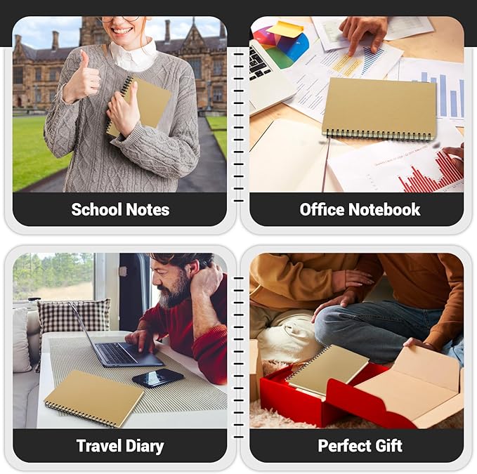 EUSOAR Notebooks Spiral, 1 Pack A5 5.5"x8.3" Hardcover College Ruled Lined Journal, 240 Pages(120 Sheets) Writing Pads Professional Notebook for DIY Note Taking School Business Work Office Diary