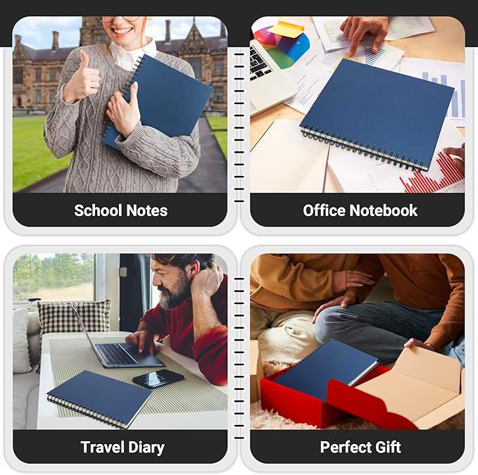 EUSOAR 5 Subject Notebook, 1pcs A4 11" x8-1/2 Spiral College Ruled Writing Pad, 100GSM 120Sheets/ 240Pages of Lined Paper, Thick Hardcover, for Journal Students, Office and Business, Royal Blue