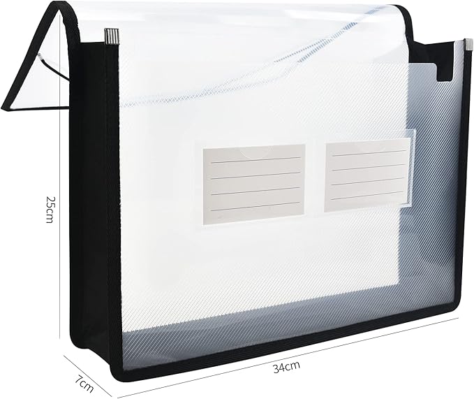 Expanding File Folder Document Organizer r with Flap and Cord Closure, Waterproof Transparent Document Bag, 2.8" Expansion, Letter A4 Expandable File Folder for Home School Office Organization,5 Pack