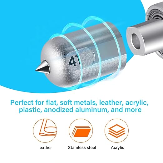 Engraving Tip for Maker Cutting Machines - Premium Carbide Steel Engraving Tool for Flat, Soft Metals, Leather, Acrylic, Plastic, Anodized or Sublimated Aluminum