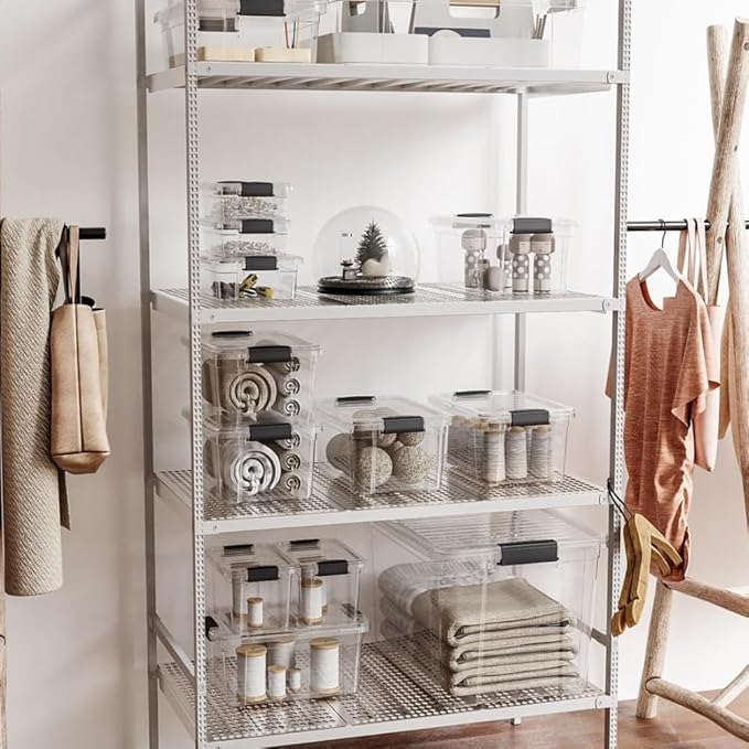 Superio Clear Storage Box with Lid, Plastic Container Bin for Organizing, Stackable Crate, BPA Free, Non Toxic, Odor Free, Organizer for Home, Office, School, and Dorm (14.7 Qt (Deep)