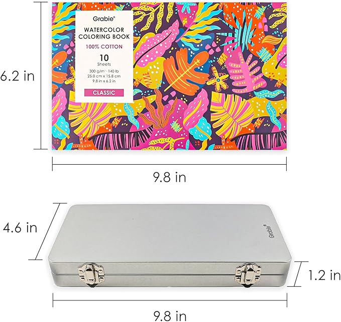 Grabie Watercolor Paint Set, Watercolor Paints, 168 Colors, Painting Set with Coloring Book, Water Brushes and Drawing Pencil, Art Supplies, Perfect Starter Kit for Watercolor Painting