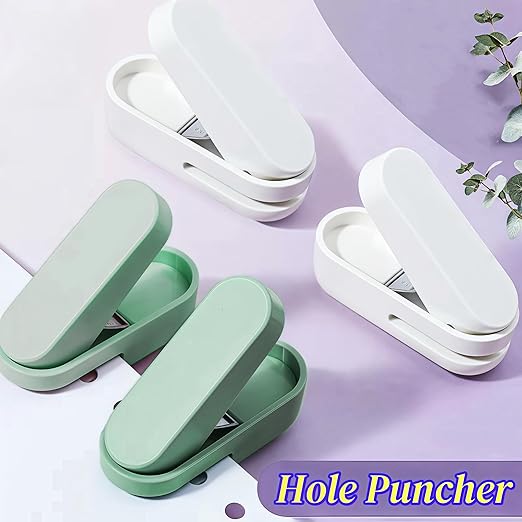 Magnoloran 2 Pack Single Hole Punch, 1/4 inch Mini Small Hole Puncher Heavy Duty Paper Hole Puncher Small Hole Punch One Hole Puncher for Crafts Paper Cards Tags Scrapbook-White&Green