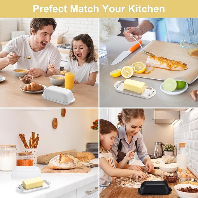 AONCO Butter Dish, Beige Wheat Straw Butter Container Holds with Lid for Countertop, Unbreakable Reusable Butter Keeper for Home Kitchen Decor, Perfect for East/West Coast Butter, Eco Friendly