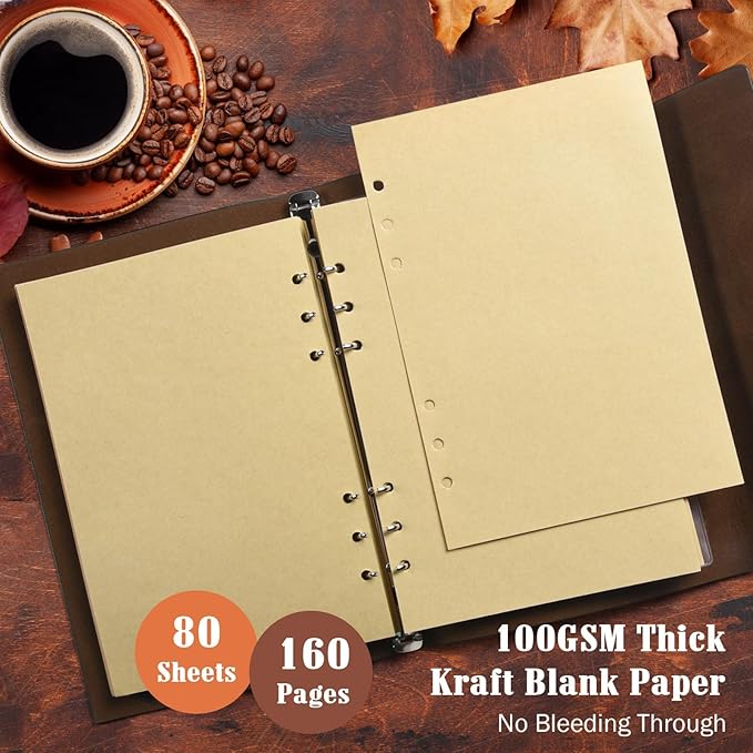 Leather Journals Notebooks with Blank Pages, Vintage Refillable Journal for Writing, Personal Travel Diary Art Sketchbook to Write in, Gifts for Women, Men, Teen Girls and Boys, 160 Pages A5 (Red)