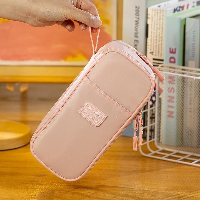 CICIMELON Large Pencil Case Big Storage Pen Pouch Bag with Compartment for School Supplies Office College Teen Boys Girls Adults, Upgraded Pink