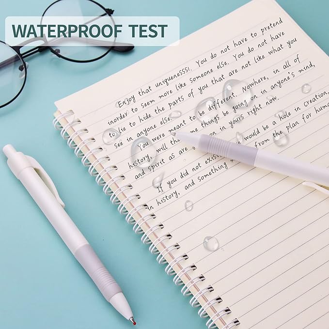 deegtran 50 Pack White Barrels Retractable Black Ink Fine Point Smooth Writing No Smear Gel Pens, 0.7MM