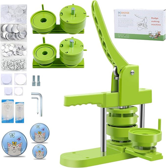 Button Maker Machine Multiple Sizes 200 Pcs,Pin Maker Machine 2.25+3 Inch Badge Maker,DIY Badge Making Kit with Free Button Parts, Circle Cutter