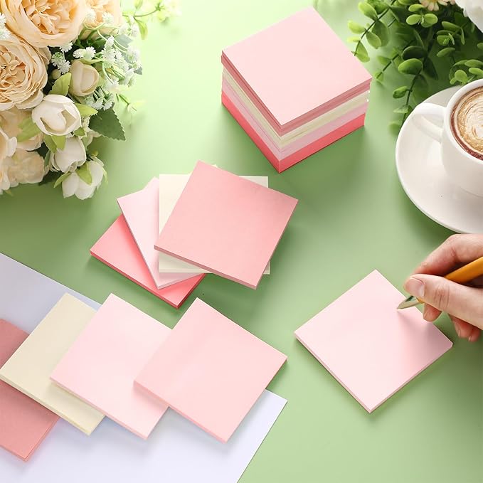 Fainne 60 Pack Sticky Notes Bulk Back to School Supplies Self Stick Note Pads Paper Memo for Office First Day of School Student Teacher Essentials (3x3 Inch,Pink)
