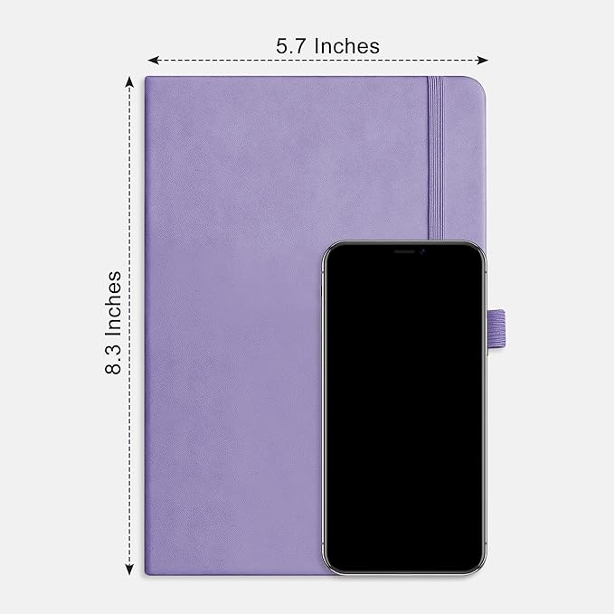 RETTACY Graph Grid Paper Notebook, 2-Pack, 192 Pages per Pack, A5 Medium Size (5.7'' x 8.3''), Leather Hardcover, 100 GSM Thick Paper, for School, Students, Math, Engineering (Black & Purple)
