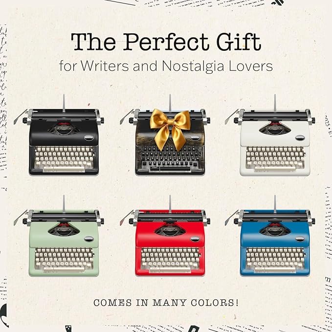 Maplefield Classic Portable Manual Typewriter - Cream, 8 x 11 in Paper - Word Processor Function & Typewriter Ribbon Included - Home Office & Office Decor