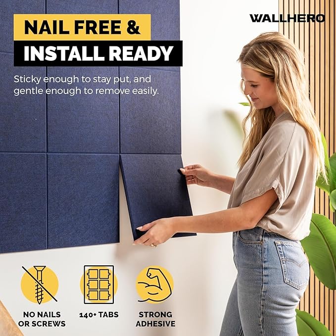 Large Cork Board Alternative | 15 Pack | Sizing Up to 59βx36β, Felt Wall Tiles, Office Wall Decor, Large Cork Boards for Walls, Corkboard, Cork Board for Office, Pin Board, Blue