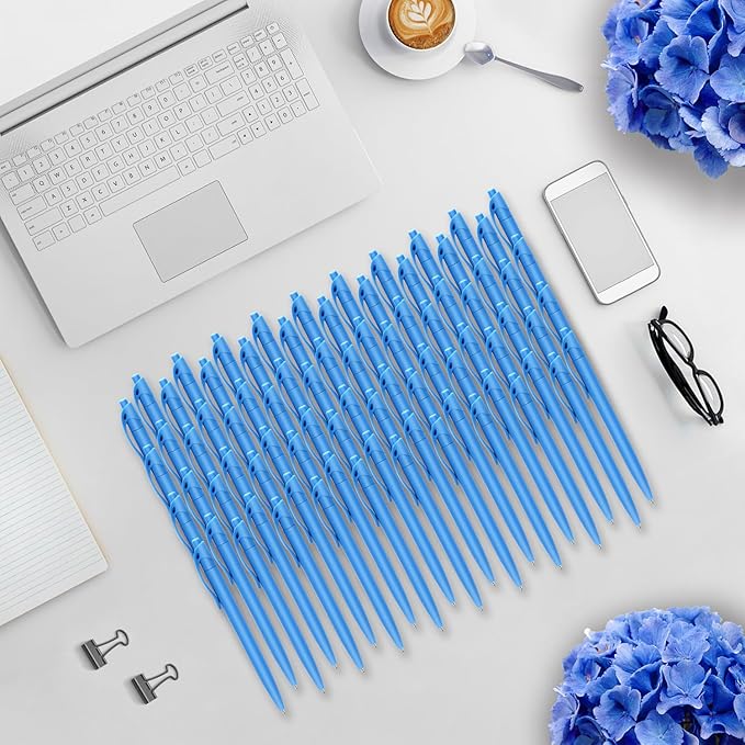 Aozora Blue Click Pens, 80 Pack, Retractable Ballpoint Pens, Medium Point, Smooth Ink, Perfect for Office and Writing