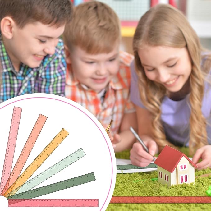 Panelee 108 Pcs 12 Inch Plastic Ruler Color Transparent Colorful Metric Clear Ruler with Inches and Centimeters for Kids School Home Classroom Office Back to School Gifts Supplies