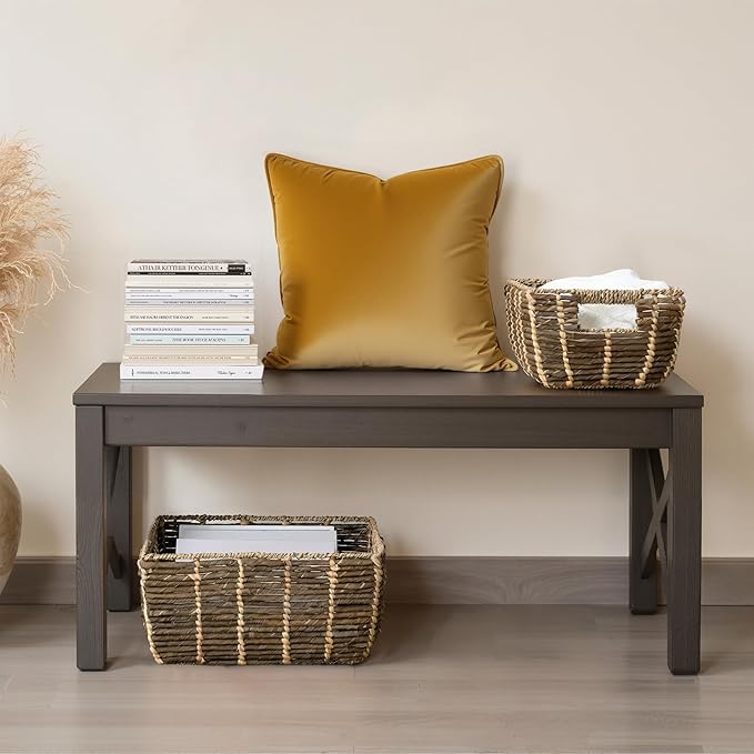 StorageWorks Wicker Baskets for Decor, Decorative Storage Basket with Built-in Handles, Vintage Banana Leaf Organizer for Home Decor, Set of 2