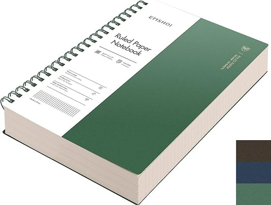 EMSHOI A4 Spiral Notebook College Ruled, 11.2" X 8.27", 150 Sheets/300 Pages, 100gsm Thick Lined Journal, Waterproof Softcover, Twin-Wire Binding, for School Work Business Writing, Gifts - Green