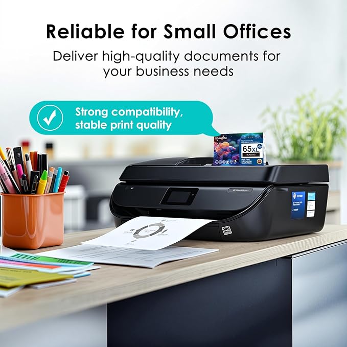 EcoVictor Remanufactured 65XL Ink Cartridges Replacement for HP 65 XL Black Ink Cartridge HP65 HP65XL Compatible Envy 5000 5055 5052 5010 5070 DeskJet 3755 3700 3772 3720 3752 2600 2622 2652 (2 Black)