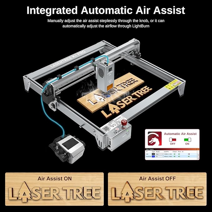 LASER TREE Laser Engraver, 30000mW(30W)Output Power Laser Engraver Machine with Air Assist Pump, High Precision Laser Cutter and Engraver for Wood & Metal Paper Acrylic Glass Leather etc,Class 4