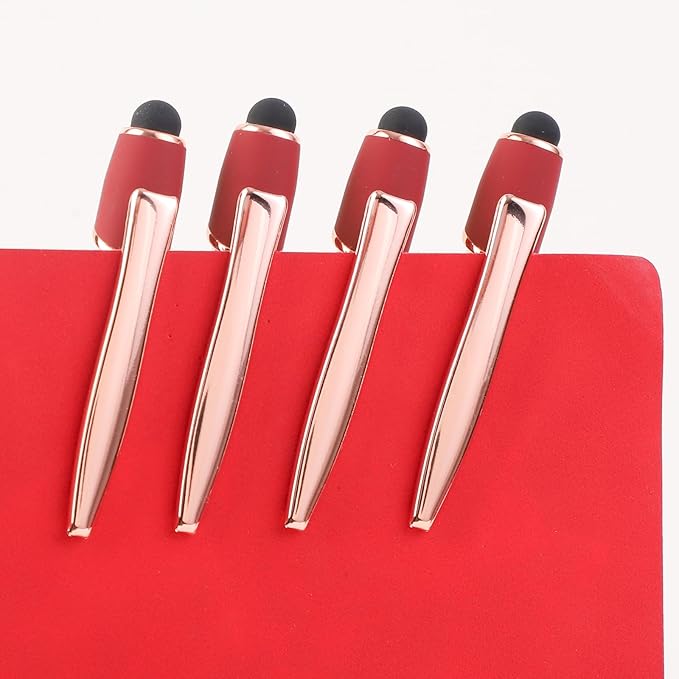 10 Pcs Ballpoint Pens with Pen Holder,Fine Point Smooth Writing Pens,Kawaii Pens For Writing Journaling Taking Notes School Office Home. (Red 10Pcs)