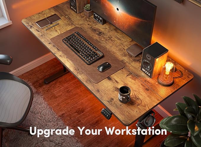 FEZIBO Electric Standing Desk, 60 x 24 Inches Height Adjustable Stand up Desk, Sit Stand Home Office Desk, Computer Desk, Rustic Brown
