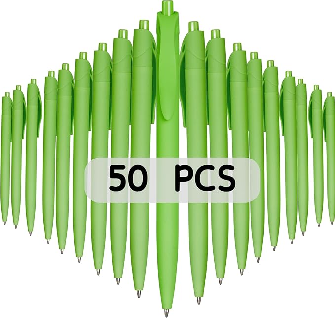 BallPoint Pens, 50 Pack (BLACK Ink),Bulk Pens, Light Green Barrel,Click Pens for Office Home and School, Retractable Ballpoint Pens, Medium Point, 1.00MM (Light Green)