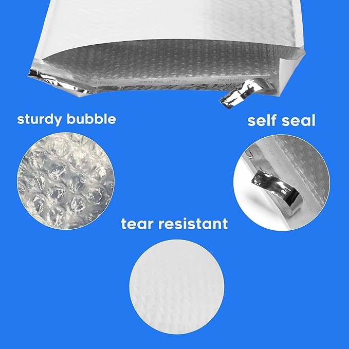 The Boxery 12.5x19''|#6 Poly Bubble Mailers- 50 Pack, Padded Envelopes, Self Seal, Waterproof Shipping Bags, Padded Mailers for Shipping & Packaging