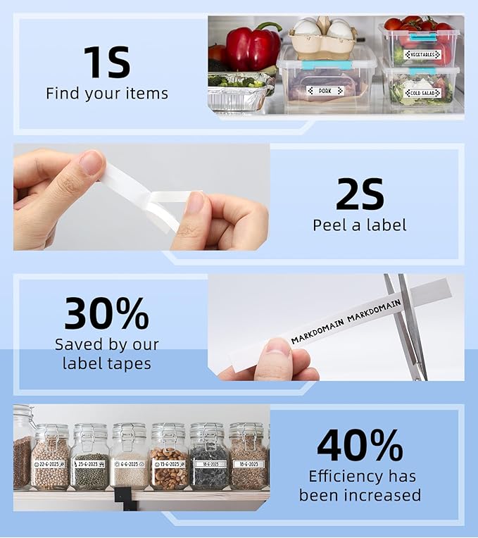 MarkDomain Label Maker Tape Refills Compatible with Brother P-Touch Label Tape 12mm 0.47 Laminated White TZe Tz TZe-231 TZ231 Ptouch PT-D210 PT-H110 PT-D220 PT-1880 1/2" Black Ink on White, 6 Pack