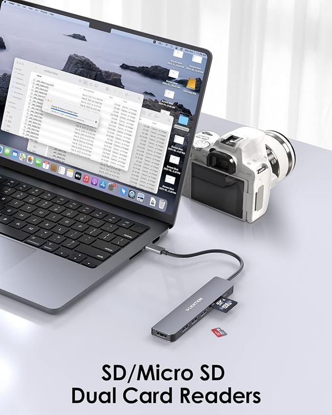 LENTION USB C Hub with 100W Charging, 4K HDMI, Dual Card Reader, USB 3.0 & 2.0 Compatible MacBook Pro, New Mac Air/Surface, Chromebook, More, Stable Driver Adapter (CB-CE18, Space Gray)