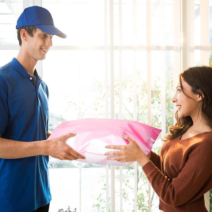 Large Poly Mailers 24x24 Inch 50 Pcs, Extra Large Shipping Bags for Clothing with Self-Sealing Tear-Resistant, Waterproof Poly Bags, Mailing Envelopes for Small Business (Pink)