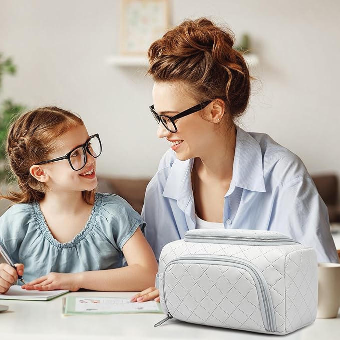 XQXA Extra Large Capacity Pencil Case Organizer, Multifunctional Pencil Pouch with Compartmens, Travel Pen Pouch Simple Stationery Pen Bag, Nylon Pencil Bag for Adults (Beige)