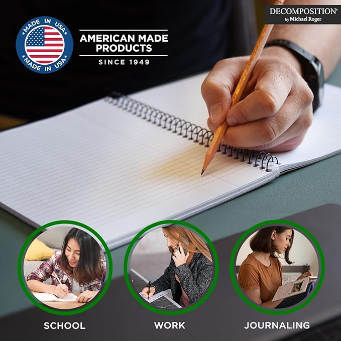 Decomposition 3-Pack Floral College Ruled Spiral Notebook - 9.75 x 7.5 Journal, 160 Lined Pages - 100% Recycled Paper - Notebooks for School Supplies, Home & Office - Made in USA