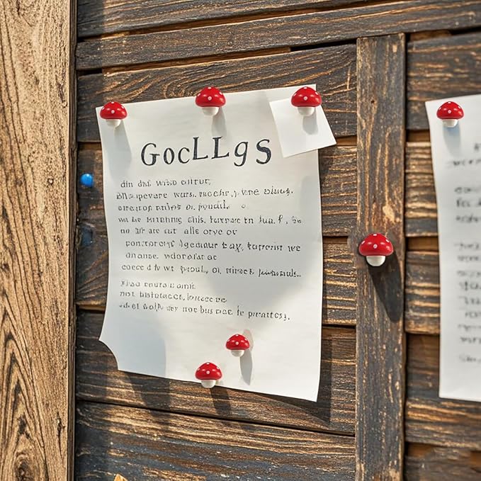 Wooden Mushroom Pushpins, 20pcs Decorative Thumbtack Cute Thumb Nails Mushroom Thumb Tacks for Home Office Classroom Photos Wall, Maps, Bulletin Board, Cork Boards Hanging Posters