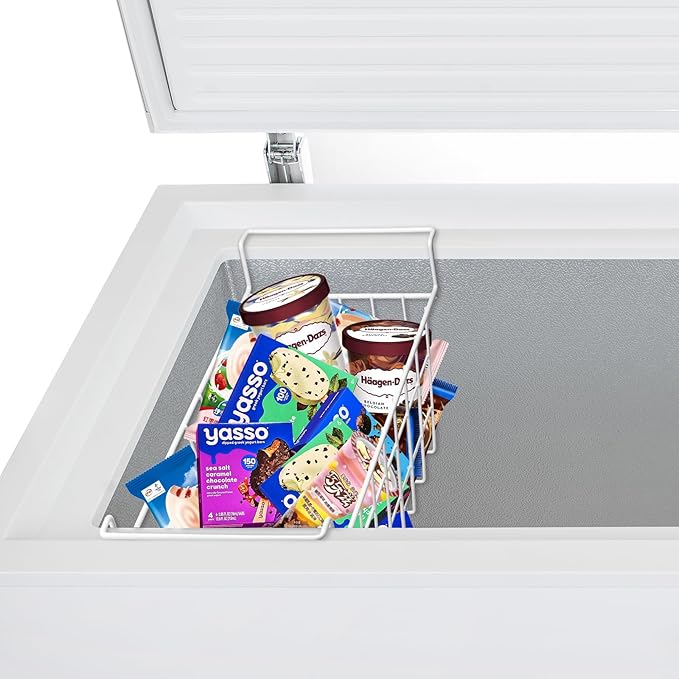 Chest Freezer Baskets 15.5 Inch, Chest Freezer Organizer Bins Metal Wire Storage Baskets with Hanging Handles for Deep Freezer, Set of 2