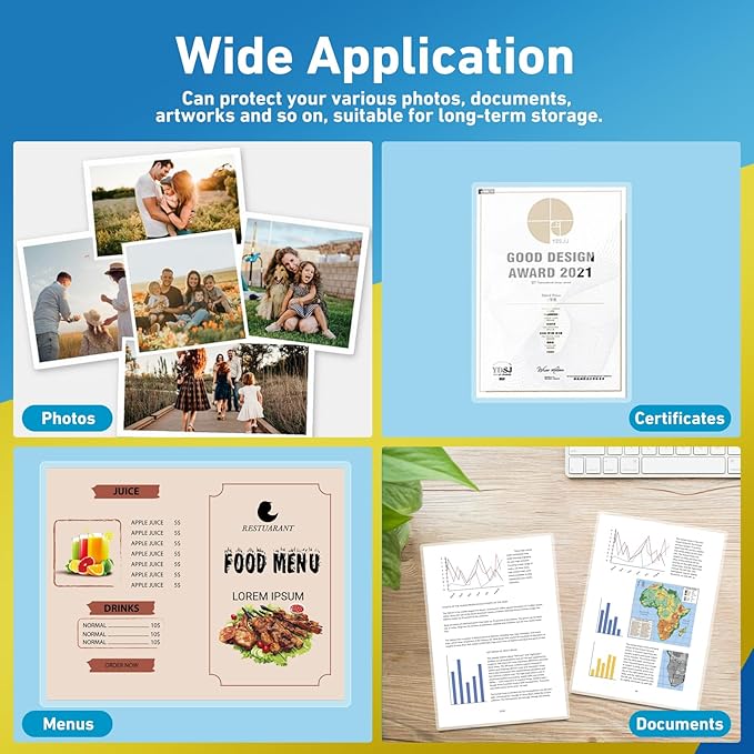 Uinkit Matte Thermal Laminating Pouches 9 x 11.5 Inches 3 Mil Thick Matte Finish 100 Sheets Large Package Fitted for Letter Size Laminating Sheets 8.5 x 11